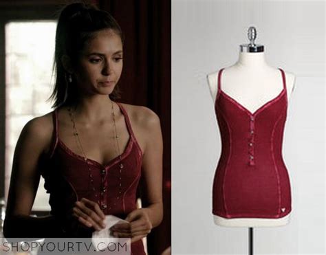 She paired it with a navy flannel on top. . Elena gilbert tank tops